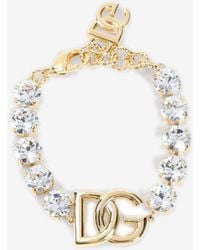 Dolce & Gabbana - Elegant Brass And Glass Bracelet For - Lyst