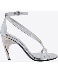 McQueen - Armadillo 95 Metallic-Leather Sandals - Lyst
