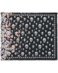 McQueen - Confetti Skull Print Silk-Blend Scarf - Lyst