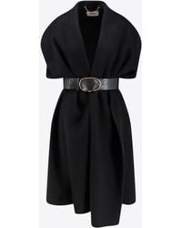 Elisabetta Franchi - Double Wool Belted Cape Coat - Lyst