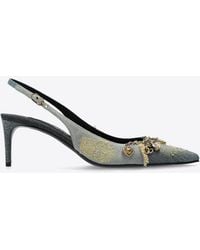 Dolce & Gabbana - 65 Charm Embellished Slingback Denim Pumps - Lyst