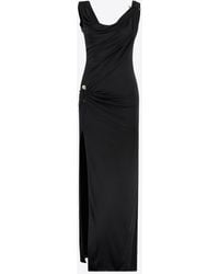 Versace - Long Dress With Decorative Safety Pin - Lyst