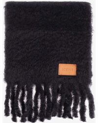Loewe - Anagram Patch Mohair-Blend Fringed Scarf - Lyst
