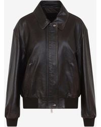 Prada - Zip-Up Leather Jacket - Lyst
