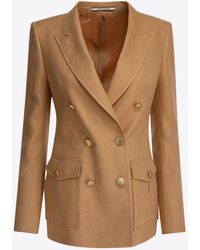 Tagliatore - Honey Double-Breasted Linen Blazer - Lyst