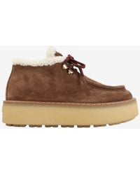 Prada - Suede Leather Lace-Up Boots - Lyst