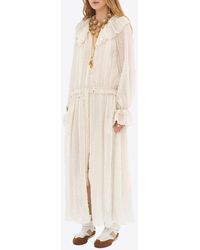 Chloé - Gathered Silk Crepe Maxi Dress - Lyst