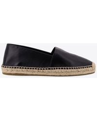 Celine - Triomphe Logo Leather Espadrilles - Lyst