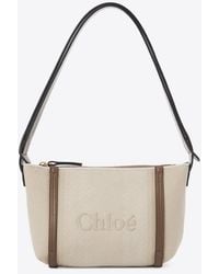 Chloé - Logo Embroidered Canvas Shoulder Bag - Lyst