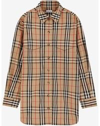 Burberry - Cotton Shirt With Check Print - Lyst