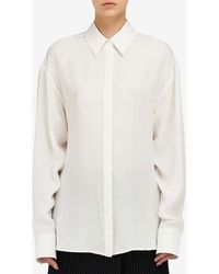 Ferragamo - Monogram Print Button-Up Silk Shirt - Lyst