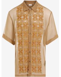 Dries Van Noten - Flora-Panel Wrinkled Silk Shirt - Lyst
