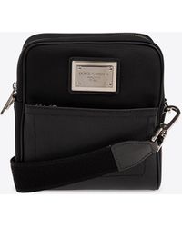 Dolce & Gabbana - Logo Plaque Grained Leather Messenger Bag - Lyst