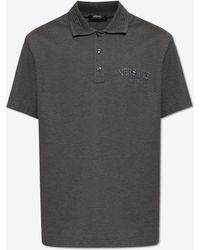 Versace - Logo Embroidered Polo T-Shirt - Lyst