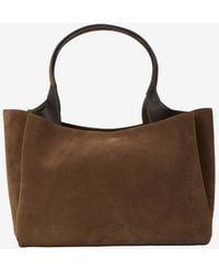 Tod's - Medium Suede Leather Tote Bag - Lyst