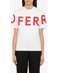 Ferragamo - Logo Print Crewneck T-Shirt - Lyst