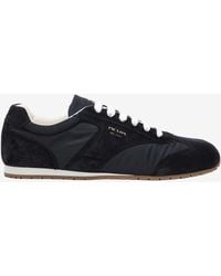 Prada - Nylon And Suede Low-Top Sneakers - Lyst