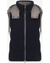 Brunello Cucinelli - Ribbed Knit Down Vest - Lyst