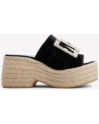 Roger Vivier - 85 Crystal Buckle Espadrilles Mules - Lyst
