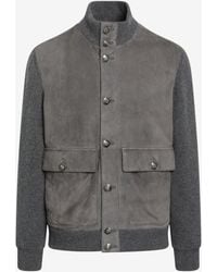 Brunello Cucinelli - Padded Suede Leather Jacket - Lyst