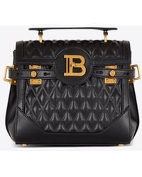 Balmain - B-Buzz 23 Diamond-Quilted Top Handle Bag - Lyst