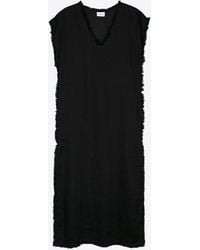 P.A.R.O.S.H. - Frayed Linen Midi Dress - Lyst