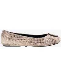 Tory Burch - Minnie Travel Python Print Leather Ballet Flats - Lyst