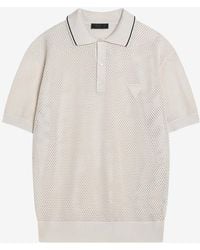 Prada - Triangle Logo Perforated Polo T-Shirt - Lyst