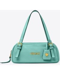 Versace - Logo Tag Leather Shoulder Bag - Lyst