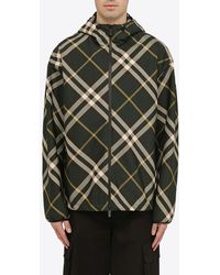 Burberry - Checked Hooded Zip-Up Jacket - Lyst