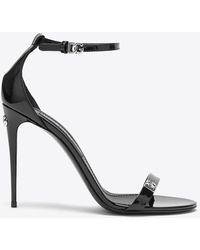 Dolce & Gabbana - 110 Logo-Plaque Patent Leather Sandals - Lyst