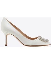 Manolo Blahnik - Hangisi 70 Clc Crystal Buckle Satin Pumps - Lyst