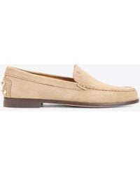 Tod's - Suede Loafers With Embossed-Logo - Lyst