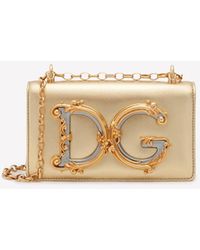 Dolce & Gabbana - 'Dg Girls' Phone Bag With Chain Strap And Baroque - Lyst