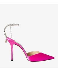 Jimmy Choo - Saeda 100 Crystal-Embellished Satin Pumps - Lyst
