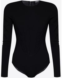 Versace - Long-Sleeved Corset Bodysuit - Lyst