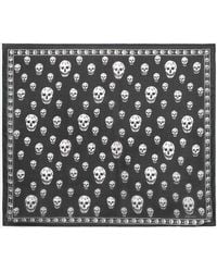 McQueen - Skull Print Wool Scarf - Lyst