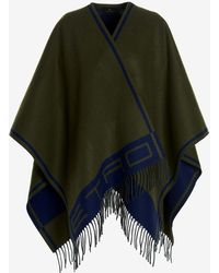 Etro - Cashmere And Wool Logo Cape - Lyst