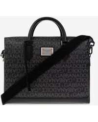 Dolce & Gabbana - Logo Monogram Canvas Briefcase - Lyst