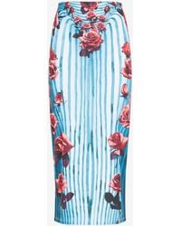 Jean Paul Gaultier - Striped Floral Maxi Sheer Skirt - Lyst