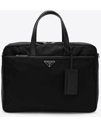 Prada - Re-Nylon And Saffiano Leather Briefcase - Lyst