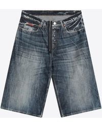 Martine Rose - Logo Patch Zip-Up Denim Shorts - Lyst