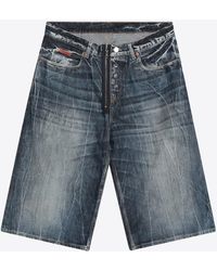 Martine Rose - Logo Patch Zip-Up Denim Shorts - Lyst