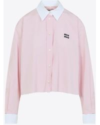 Miu Miu - Poplin Cropped Shirt - Lyst
