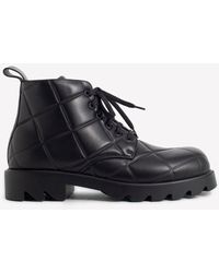 Bottega Veneta - Quilted Leather Lace-Up Ankle Boots - Lyst