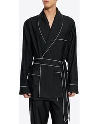 Dolce & Gabbana - Shawl-Lapels Wool Robe With Piping - Lyst