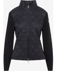 Moncler - Quilted Zip-Up Knit Cardigan - Lyst