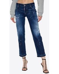 DSquared² - Jenna Distressed Straight Jeans - Lyst