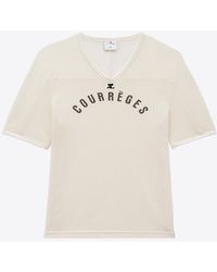 Courreges - Logo-Printed V-Neck T-Shirt - Lyst