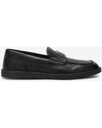 Dolce & Gabbana - Dg Logo Deerskin Leather Loafers - Lyst